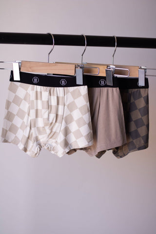 Bamboo Boxers (3 Pack) | Checkerboard & Faded Brown Checkerboard