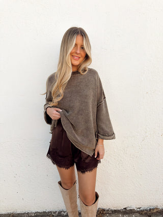 Mallory Sweater Top - Dark Brown