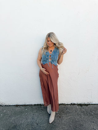 Lane Floral Denim Vest