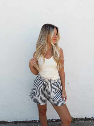 Navy Stripe Shorts