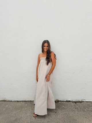 Emmy Striped Dress - Taupe