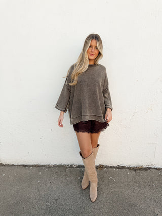 Lila Lace Shorts - Brown