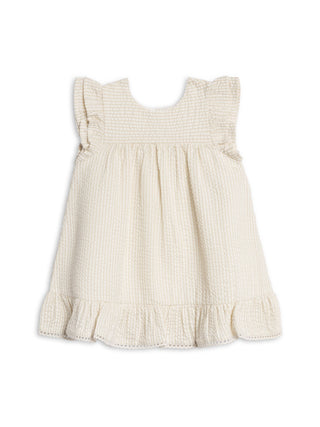Lorena Seersucker Double Ruffle Sleeve Dress - Dune Stripe