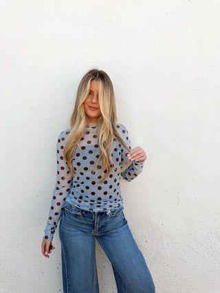 Morgan Polka Dot Mesh Top