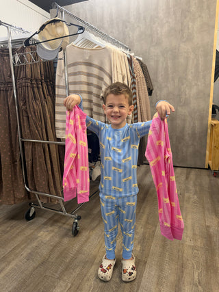 Pink Stripe Butter Two Piece Set