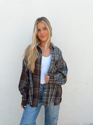 Kambrie Flannel - Chocolate/Blue