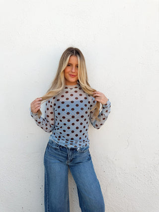 Morgan Polka Dot Mesh Top