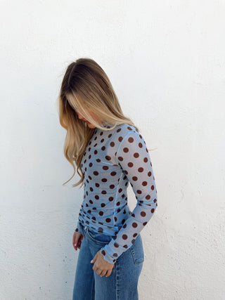 Morgan Polka Dot Mesh Top