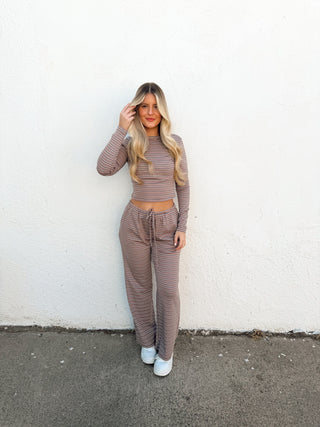 Sorin Stripe Pants - Mauve/Brown
