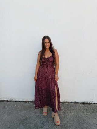 Hadley Polka Dot Dress - Plum