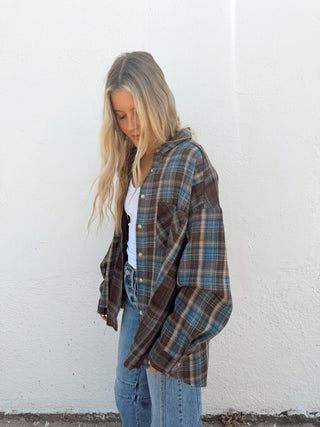 Kambrie Flannel - Chocolate/Blue
