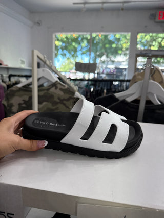 Newport Platform Slide Sandals-White