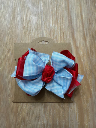Pattern Bow - Light Blue/Red