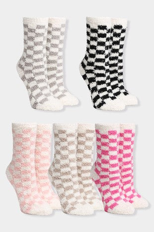 Checkered Fuzzy Socks