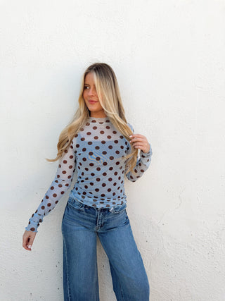 Morgan Polka Dot Mesh Top