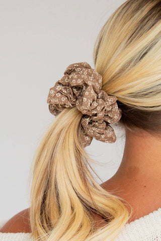 Neutral Floral Jumbo Scrunchie