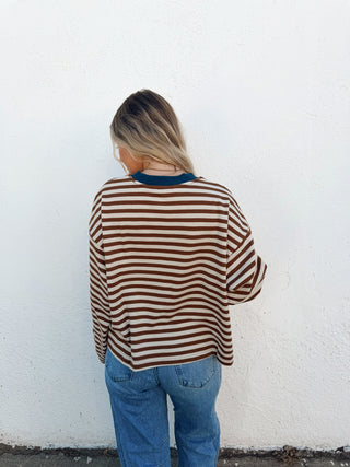 Rachel Top - Mocha & Blue