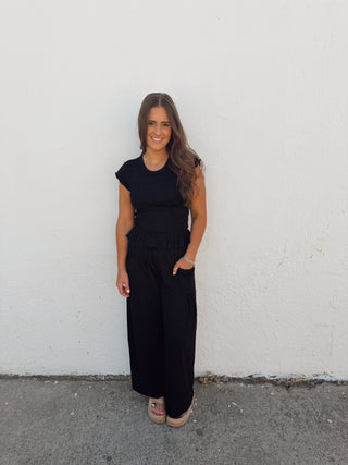Aubrey Smocked Set - Black