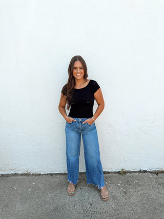 Bodie Boat Neck Top - Black