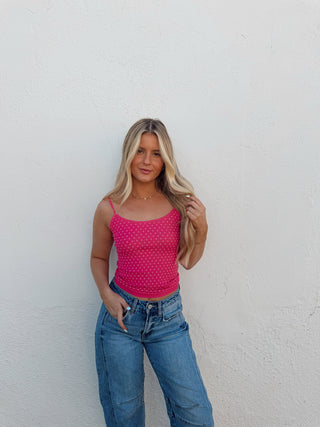 Polka Dot Tank - Fuchsia