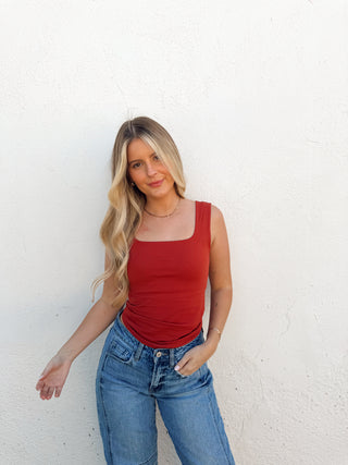 Square Neck Tank - Rust