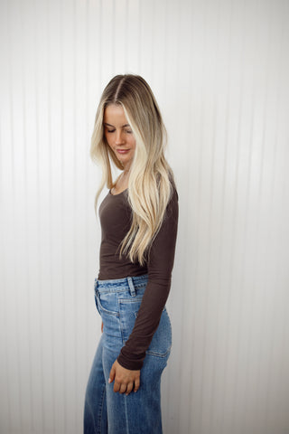 Brown Scoop Neck Top