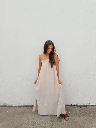 Emmy Striped Dress - Taupe