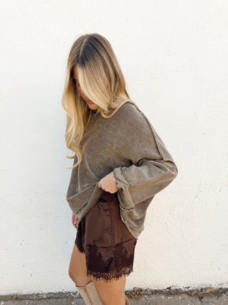 Lila Lace Shorts - Brown