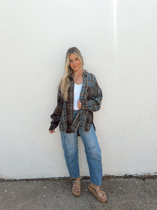 Kambrie Flannel - Chocolate/Blue
