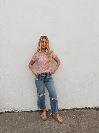 Winnie Waffle Top - Rosy Pink