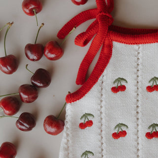 Knit Ruffle Romper | Cherry