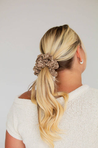 Neutral Floral Jumbo Scrunchie