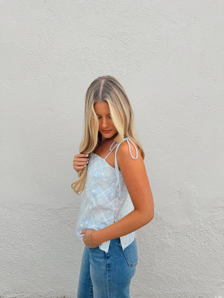 Mel Eyelet Top - Blue