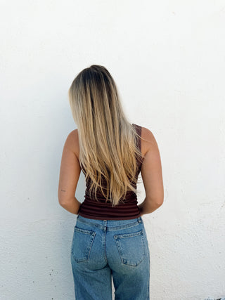 Sofia Striped Tank - Brown