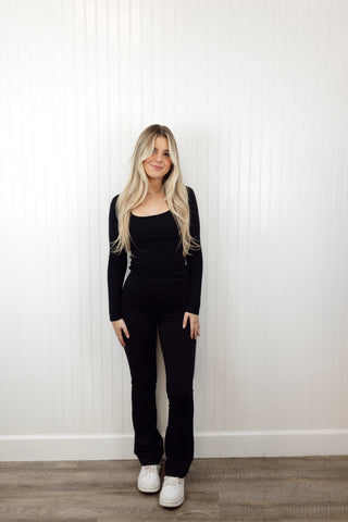 Black Scoop Neck Top