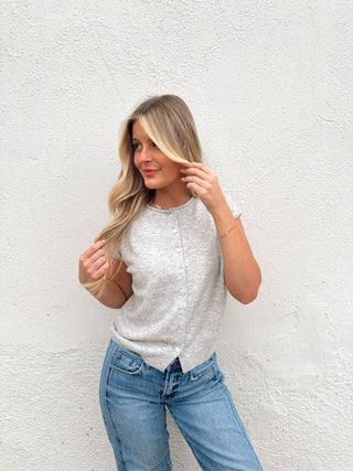 Rowan Sleeveless Cardigan - Light Grey