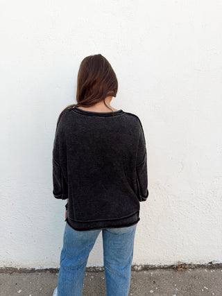 Mallory Sweater Top - Charcoal