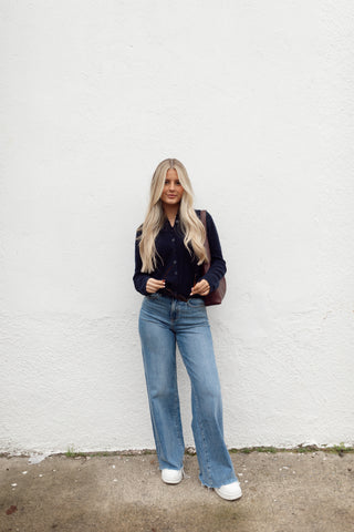 Navy Cardigan Top