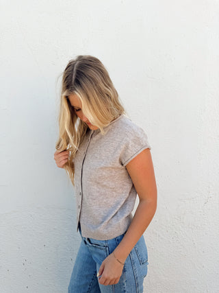 Rowan Sleeveless Cardigan - Taupe