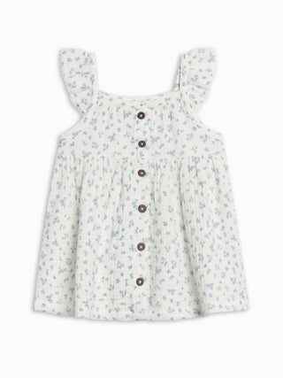 Maisy Muslin Ruffle Strap Dress - Rosebay Floral / Coconut + Sea