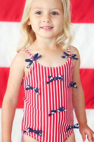 Bows + Stripes One Piece Swimsuit