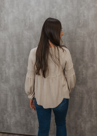 Willow Waffle Knit Top - Oatmeal