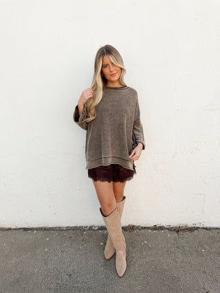 Lila Lace Shorts - Brown