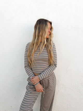 Sorin Stripe Top - Taupe/Navy