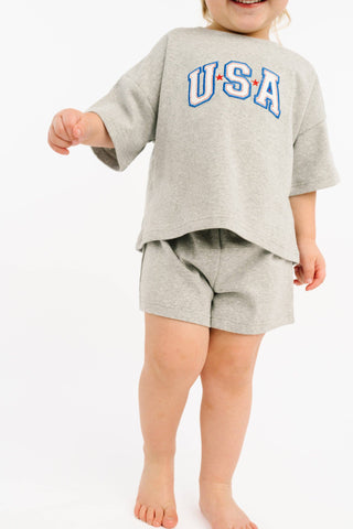 Gray USA Embroidered Slouchy Set