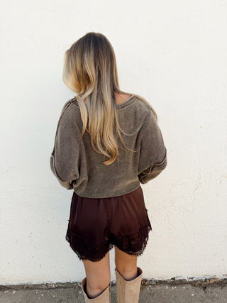 Lila Lace Shorts - Brown