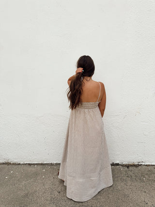 Emmy Striped Dress - Taupe