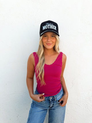 Scalloped Ribbed Tank - Festival Pink