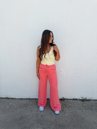 Day Dream Waffle Pants - Strawberry
