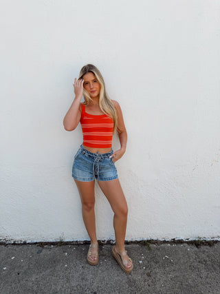 Cora Stripe Tank- Summer Fig Ivory